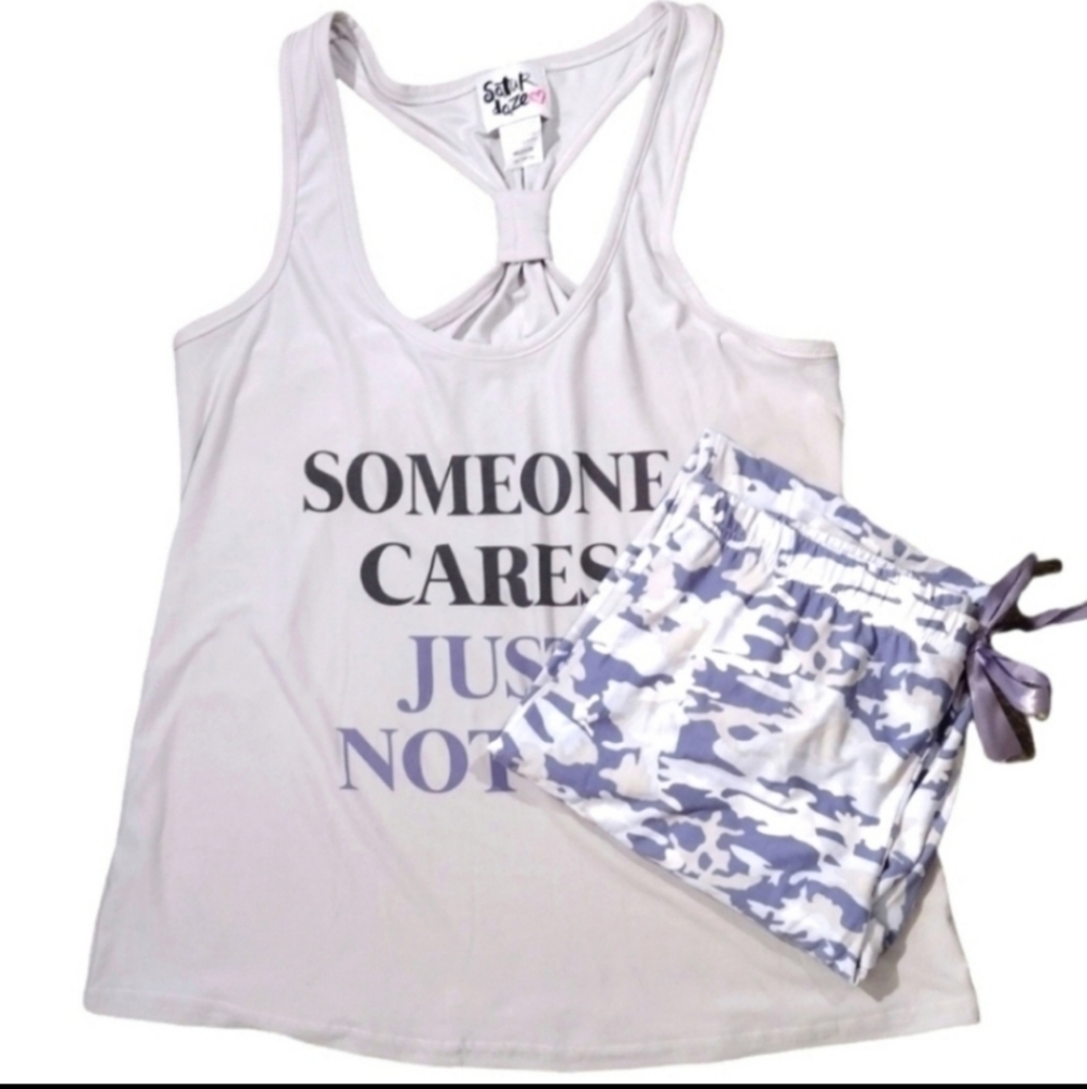 SOMEONE Cares Just Not Me Pajama Set NWOT Jr L